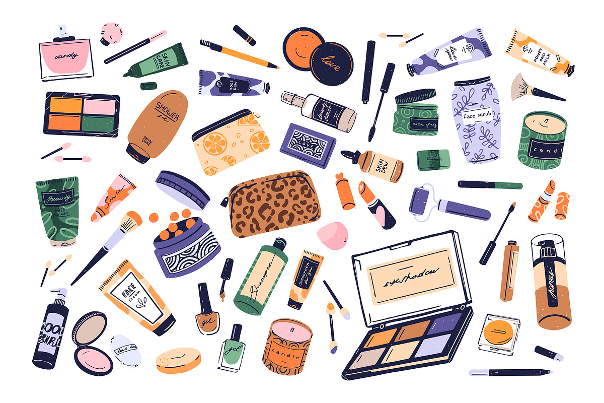 Beauty products set + templates, an Object Illustration by PaperTrident (Photo 1 of 10)