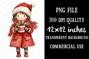 Christmas Hot Cocoa Girl Clipart, an Illustration by Designking (Thumbnail 4 of 5)