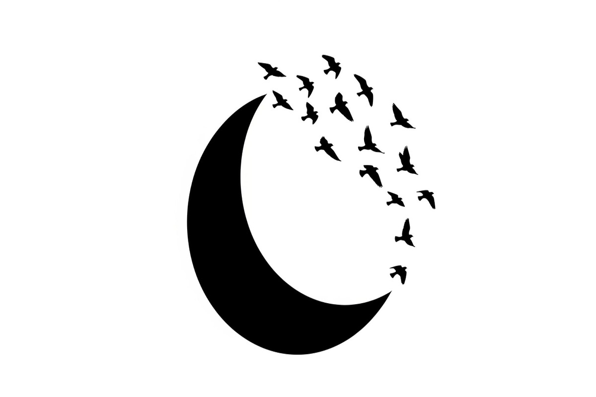 Flying Birds Moon SVG Bundle, an Illustration by yasushie (Photo 6 of 31)