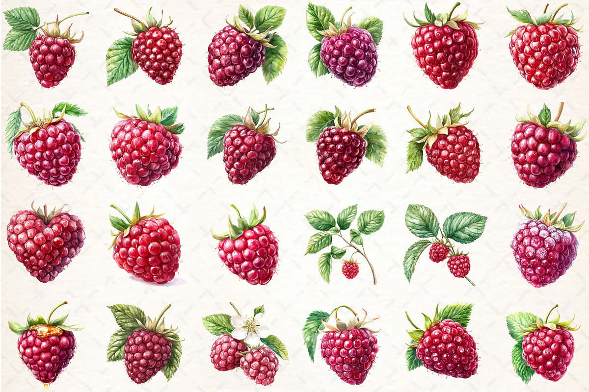 Watercolor Raspberry Clipart, an Illustration by Libby Wishes (Photo 2 of 4)