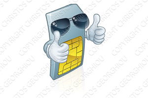 Sim Card Mobile Phone Cool Cartoon, a Technology Illustration by Christos Georghiou