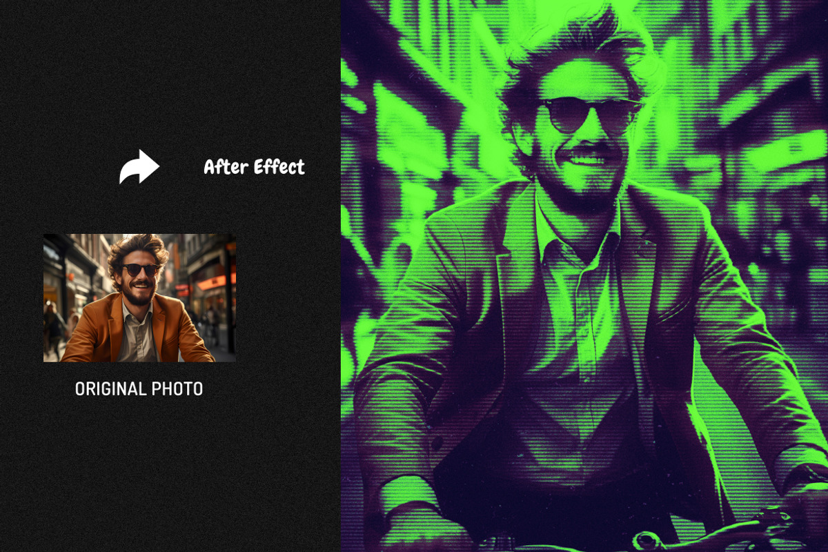 Acid Screen Square, Poster Effect, a Layer Style Add-On by dokudokunomi