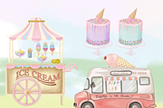 Ice Cream Watercolor Digital, an Illustration by Whimseez (Thumbnail 3 of 4)