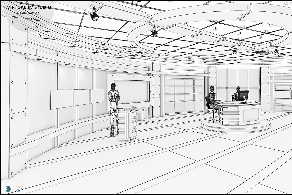 Virtual TV Studio News Set 27, an Architecture 3D Model by akerStudio (Photo 3 of 49)
