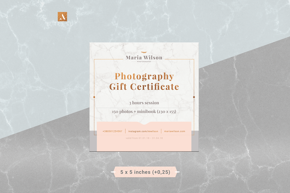 Gift certificate - Marble, Rose Gold, a Card Template by ArealPro (Photo 16 of 20)