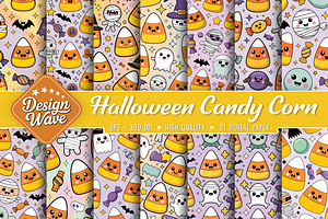 Candy Corn Cuties Halloween Pattern, a Seasonal Illustration by Design Station