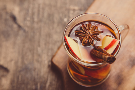Hot spicy beverage featuring alcohol, anise, and apple, a Food & Drink Photo by Ivanna