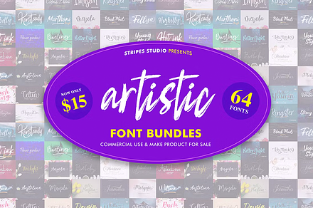Artistic Font Bundles, a Script Font by Stripes Studio