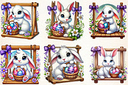 Easter Bunny Sitting Swing Clipart, an Illustration by DreamArtGraphic (Thumbnail 2 of 4)