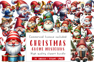 Christmas Gnome Musicians Sublimatio, an Illustration by CreationArt