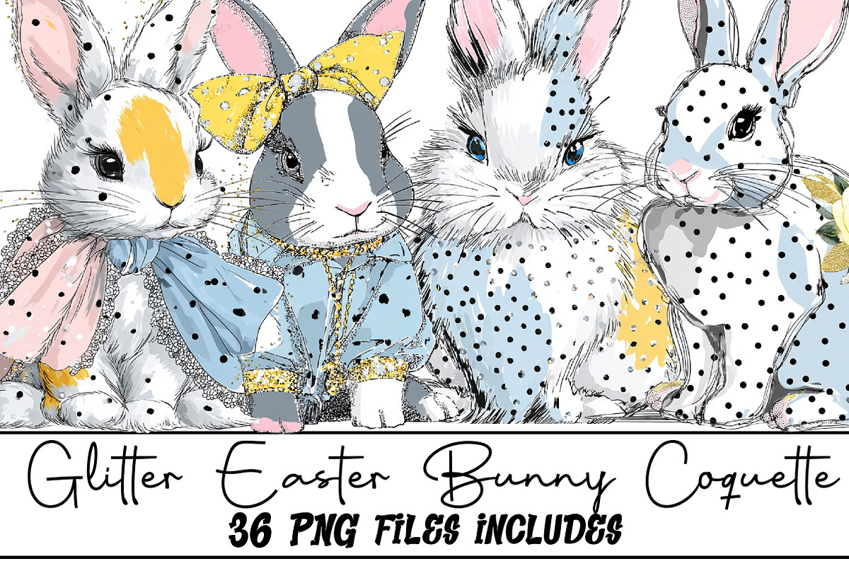 Glitter Easter Bunny Coquette, an Illustration by DreamArtGraphic (Photo 1 of 5)
