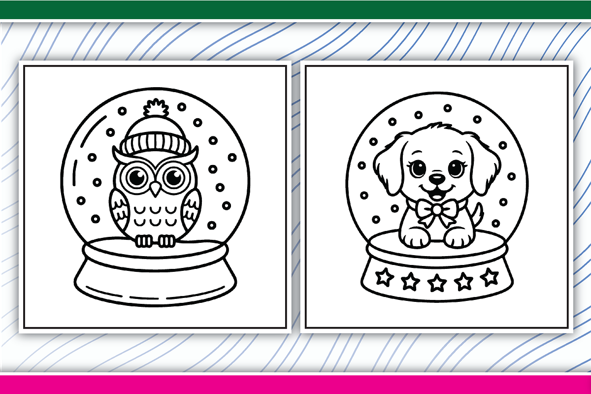 Christmas Snow Globe Coloring Pages, an Illustration by LightExpress (Photo 2 of 4)