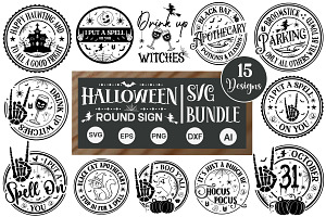Halloween Round Sign SVG Bundle, an Object Graphic by GraphicPicker