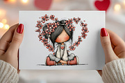 Valentine Flowers and Girls Clipart, an Illustration by Canvas Craft (Thumbnail 4 of 6)