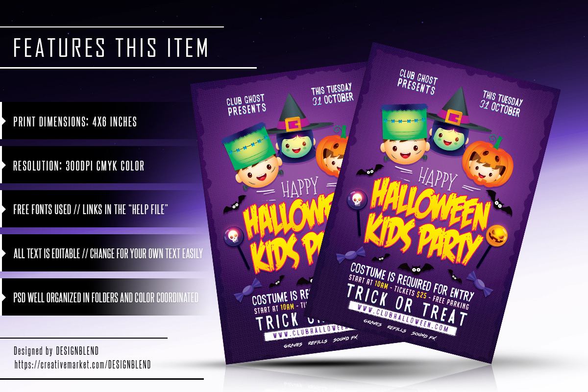 Halloween Kids Party Flyer, a Flyer Template by designblends@gmail.com (Photo 2 of 2)
