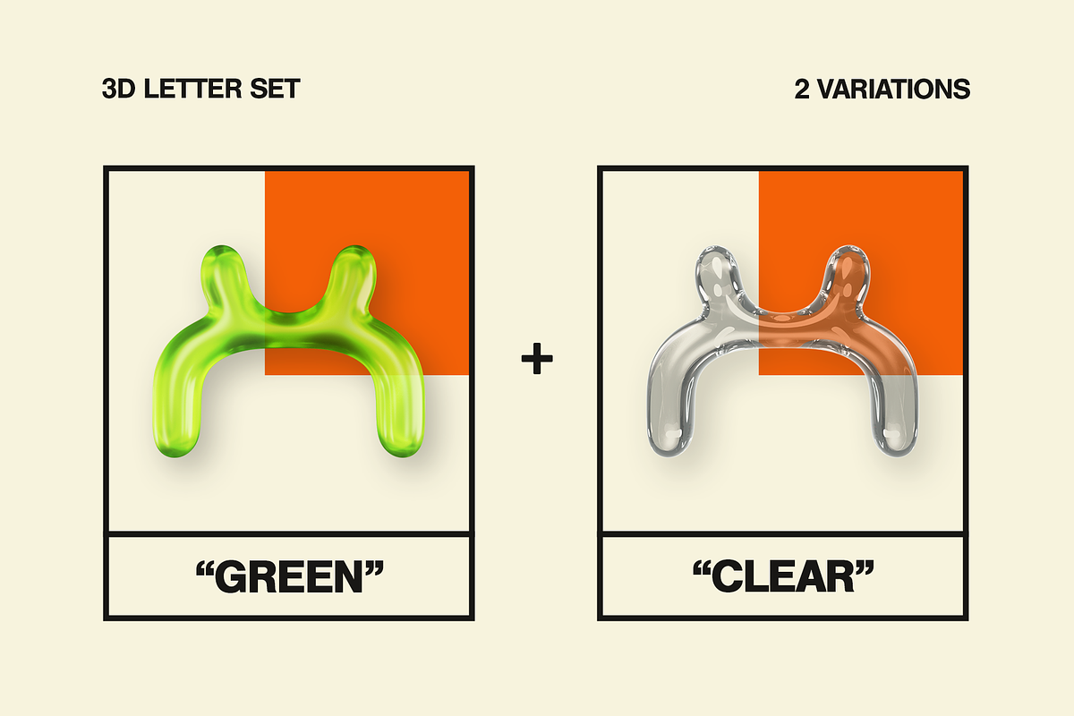 3D Plastic Letter Set | 2 Colors, an Object Graphic by Fivehead Studio (Photo 2 of 6)