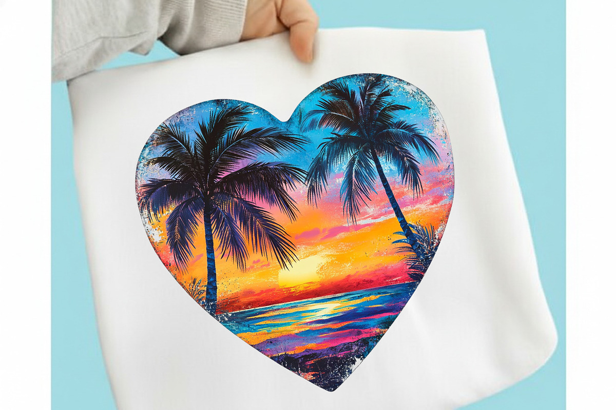 Whimsical Retro Beach Heart Clipart, an Illustration by designcity5 (Photo 3 of 5)