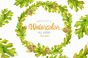 Watercolor Fall acorns collection, a Texture Illustration by Colibri Watercolor (Thumbnail 1 of 5)