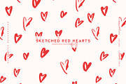 Sketched Red Hearts, a Wallpaper Graphic by MalyskaStudio (Thumbnail 1 of 6)