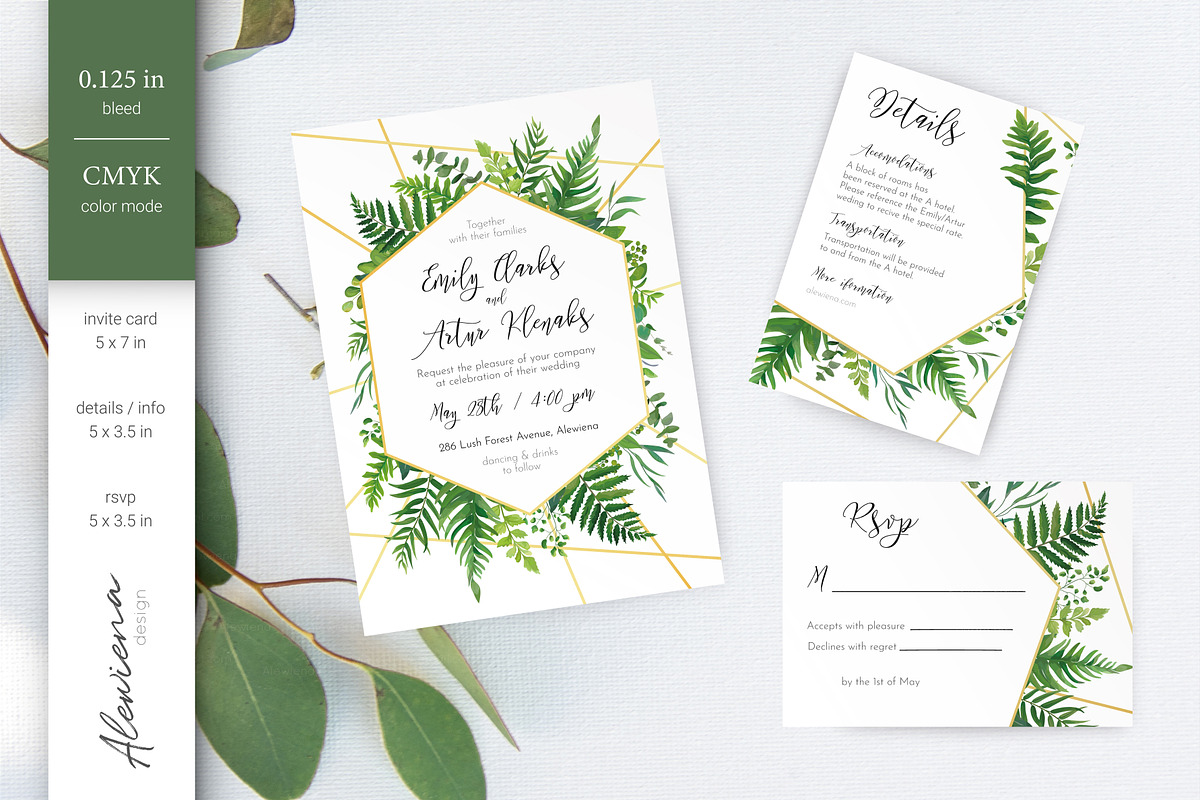 Luxury Green - wedding stationery, an Invitation Template by Alewiena (Photo 2 of 12)