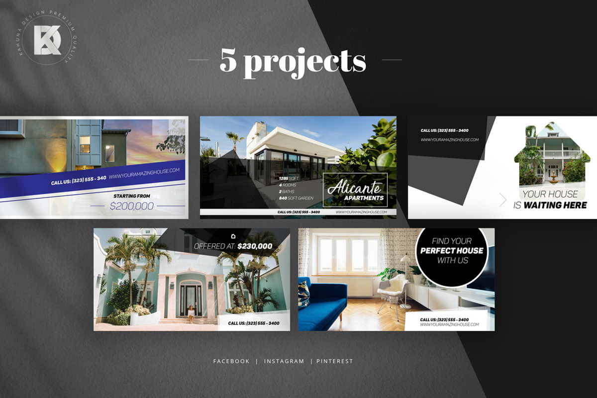Real Estate Social Media Pack, a Social Media Template by Kahuna Design (Photo 4 of 6)
