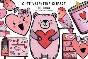 Cute Valentine Clipart, an Illustration by CreationArt