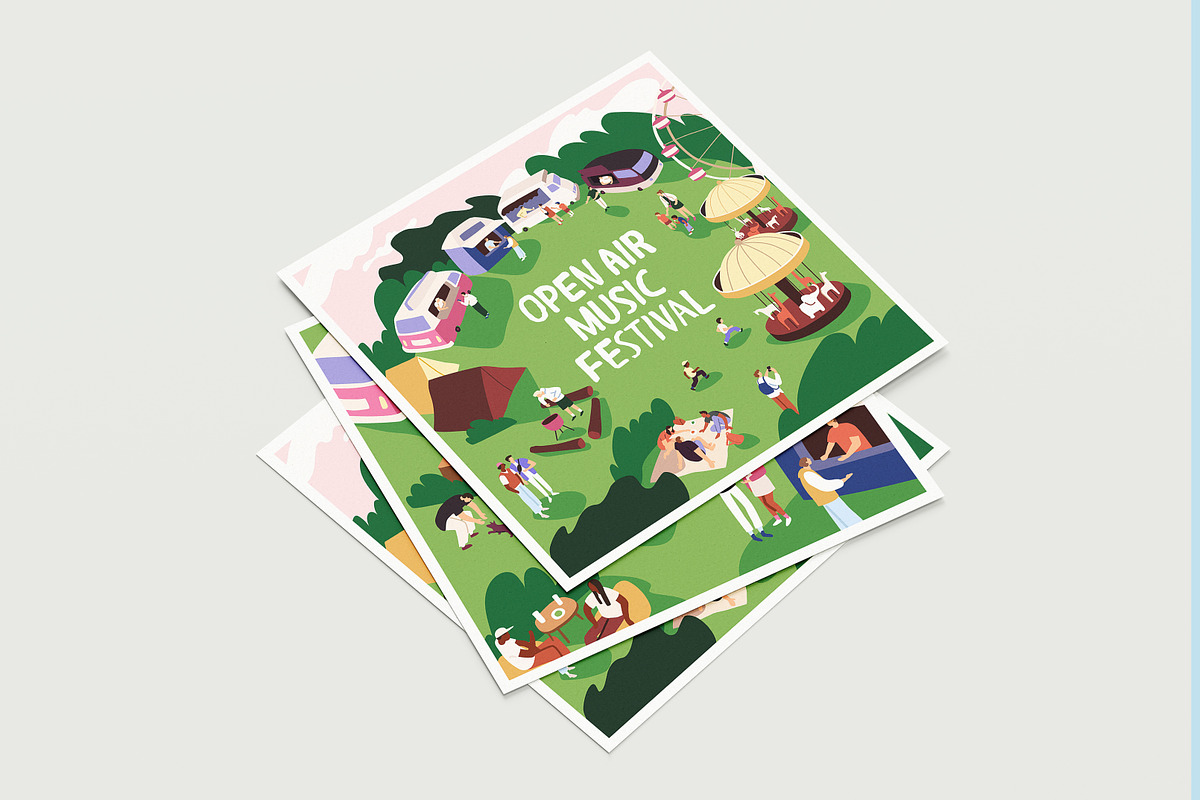 Open-air fest posters + banners set, a Background Graphic by PaperTrident (Photo 6 of 9)