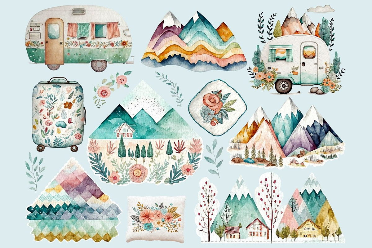 Patchwork Adventure Clipart, a Graphic by JBArt Clipart