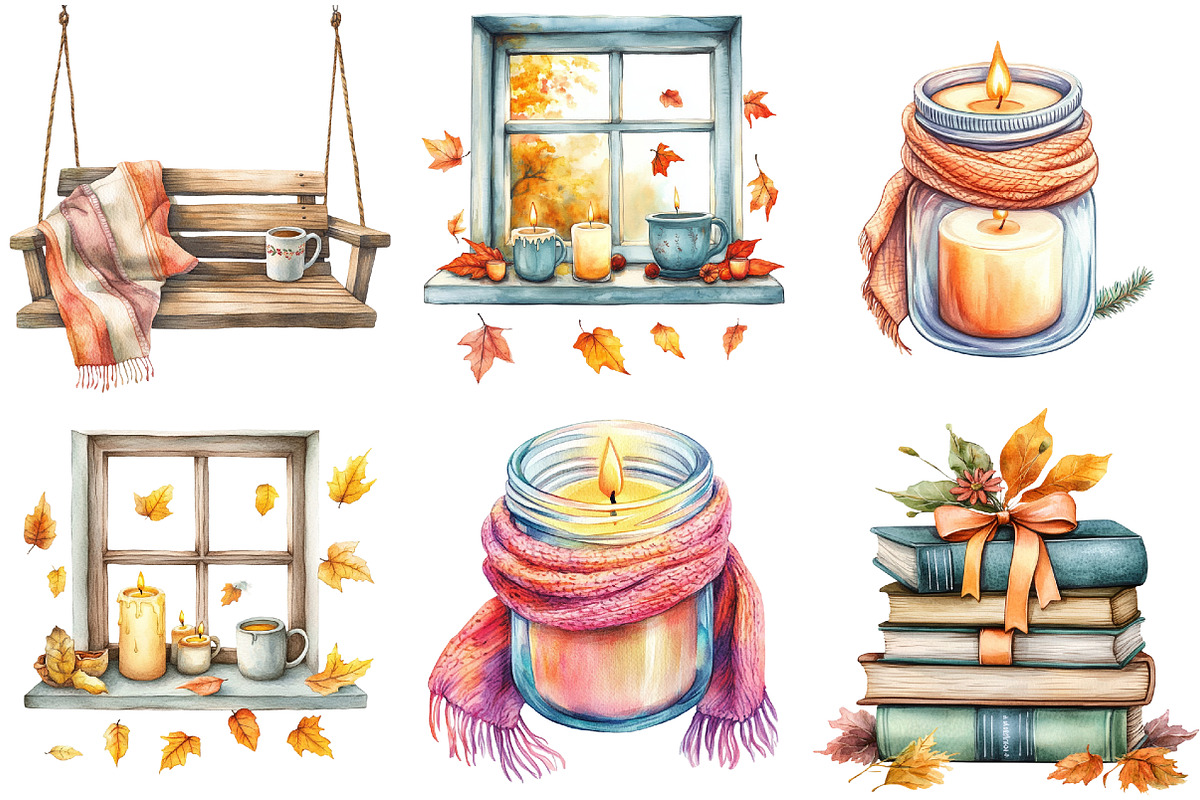 Morning and Fall Clipart, an Illustration by Watercolor design (Photo 3 of 5)