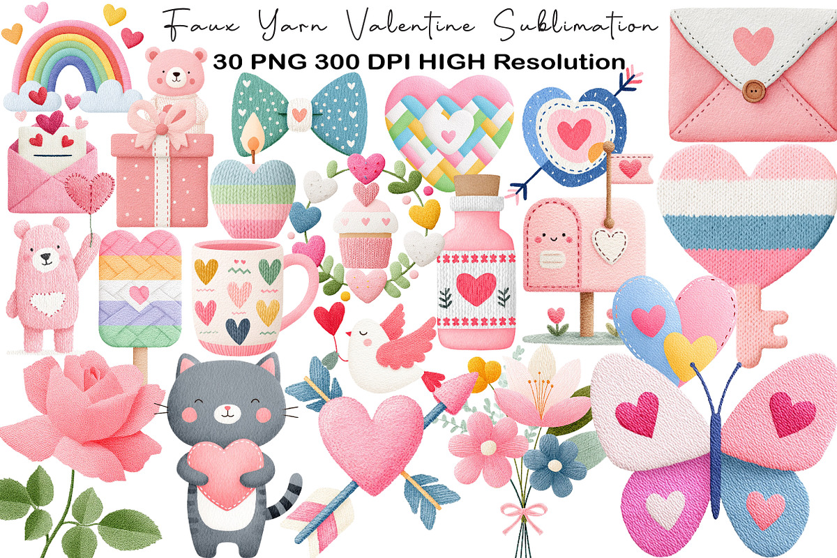 Faux Yarn Valentine Sublimation, an Illustration by Black Bird Studio (Photo 1 of 6)