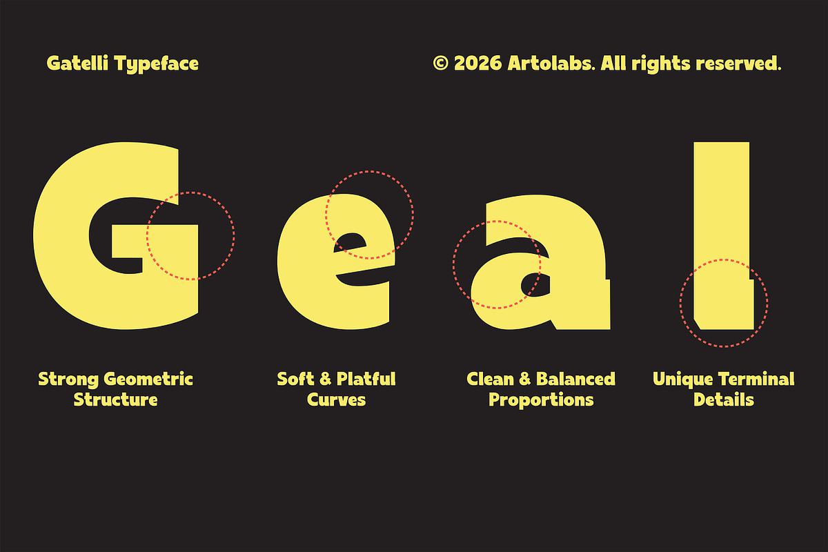 Gatelli | A Bold Geometric Sans Font, a Sans Serif Font by Artolabs (Photo 3 of 9)