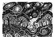 50 Mystical Galaxy Forest Silhouette, a Technology Illustration by Amazin_art (Thumbnail 24 of 34)