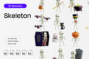 Skeleton 3D Icon Set, an Object 3D Model by Eklip Studio (Thumbnail 1 of 2)