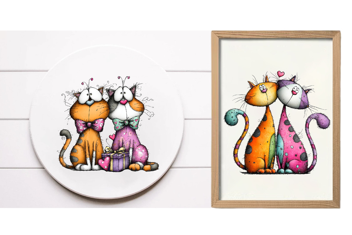 Valentine Couple cat clipart, an Illustration by Designworld (Photo 3 of 6)