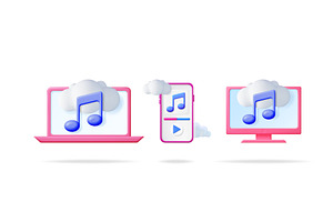 3d vector illustration set of music, a Technology Illustration by Abscent
