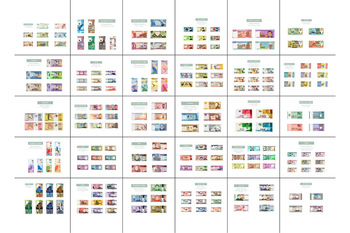 Banknotes of 151 Countries, a Finance Illustration by Zhuna (Photo 2 of 7)