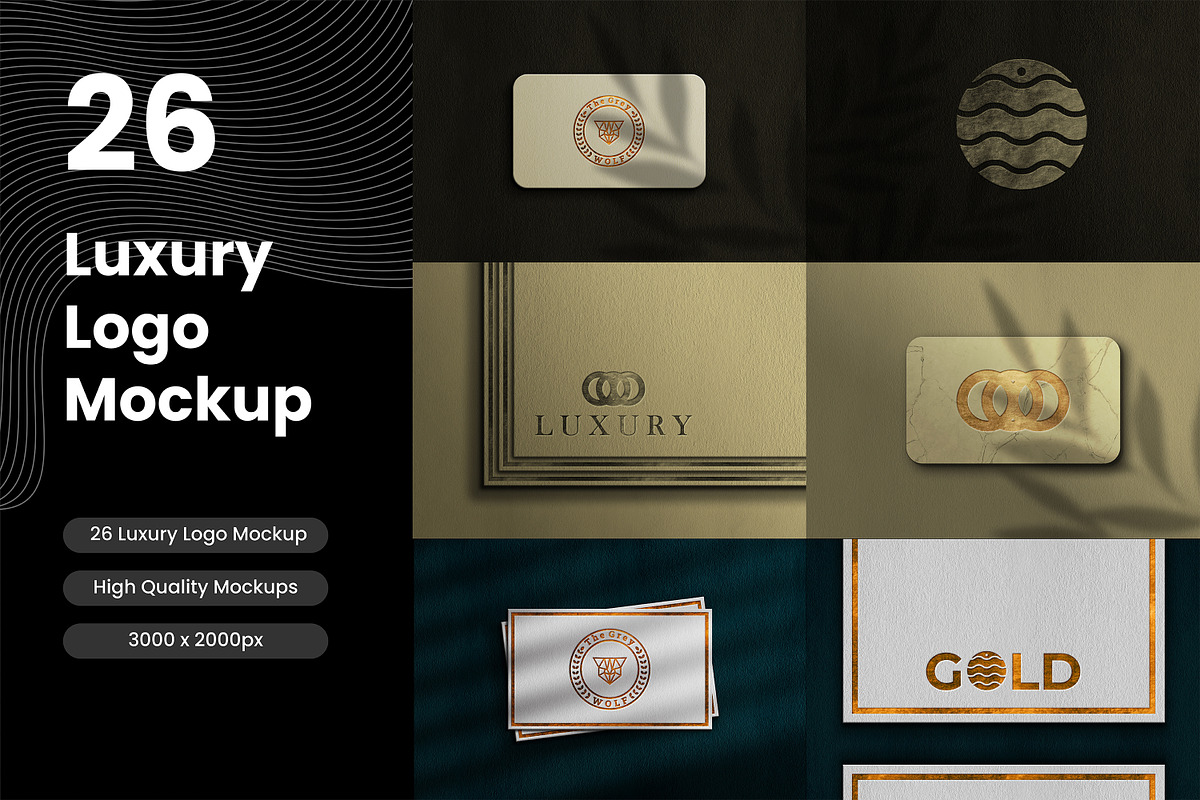 26 Luxury Logo Mockup with Shadow, a Mockup by aalfndi (Photo 1 of 30)