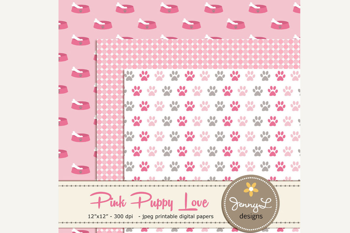 Girl Puppy Dog Digital Paper, a Pattern Graphic by JennyL Designs (Photo 2 of 5)