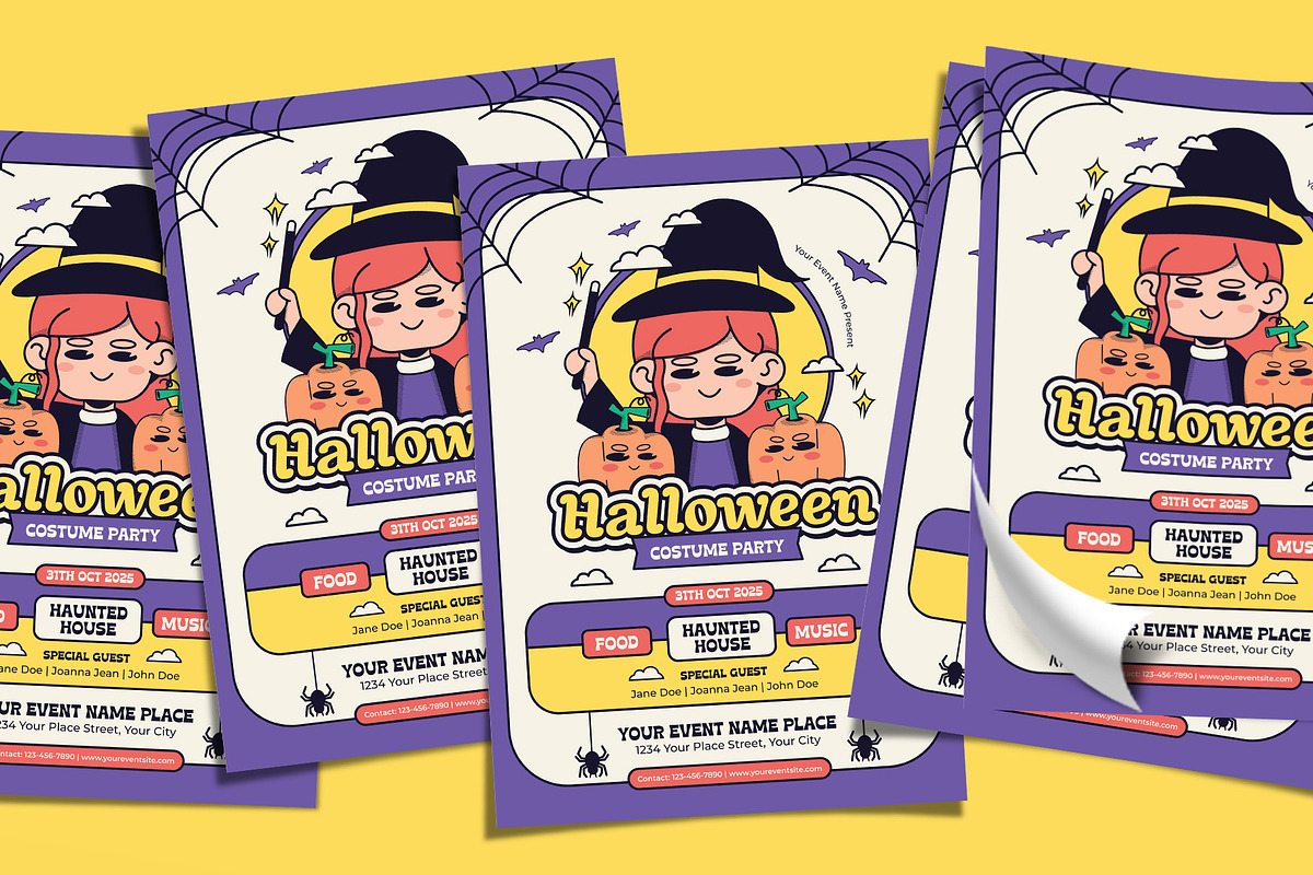 Retro Halloween Costume Party Flyer, a Flyer Template by Tiptop Graphic (Photo 5 of 5)