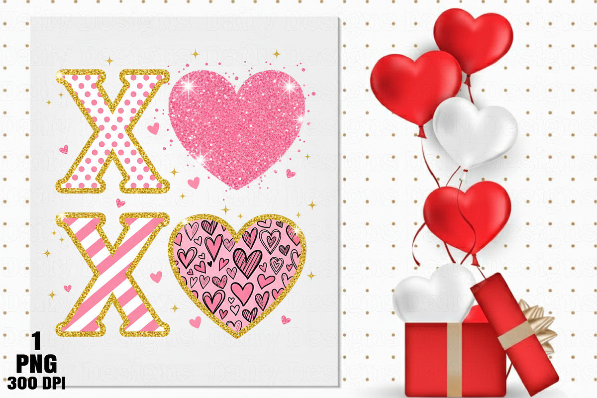 Glitter XOXO Valentine’s Day PNG, an Illustration by Daily.Designs (Photo 4 of 5)