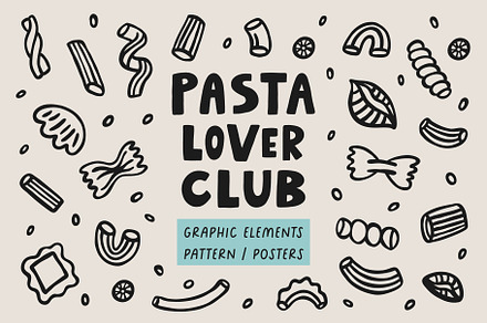 Pasta lover club graphic elements, a Food Illustration by piyacler