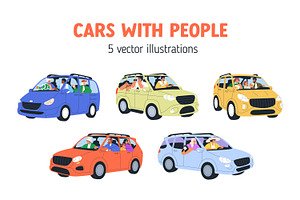 People in car on road travel set, a Transportation Illustration by Good Studio