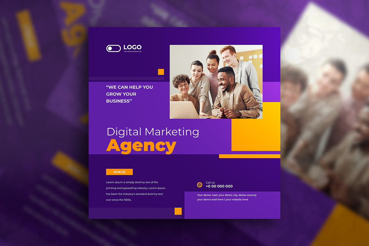 Marketing agency social media post, a Social Media Template by Tanmoy Topu (Photo 3 of 6)