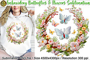 Embroidery Flower Luarel & Butterfly, an Object Graphic by V Design Creator (Thumbnail 1 of 8)