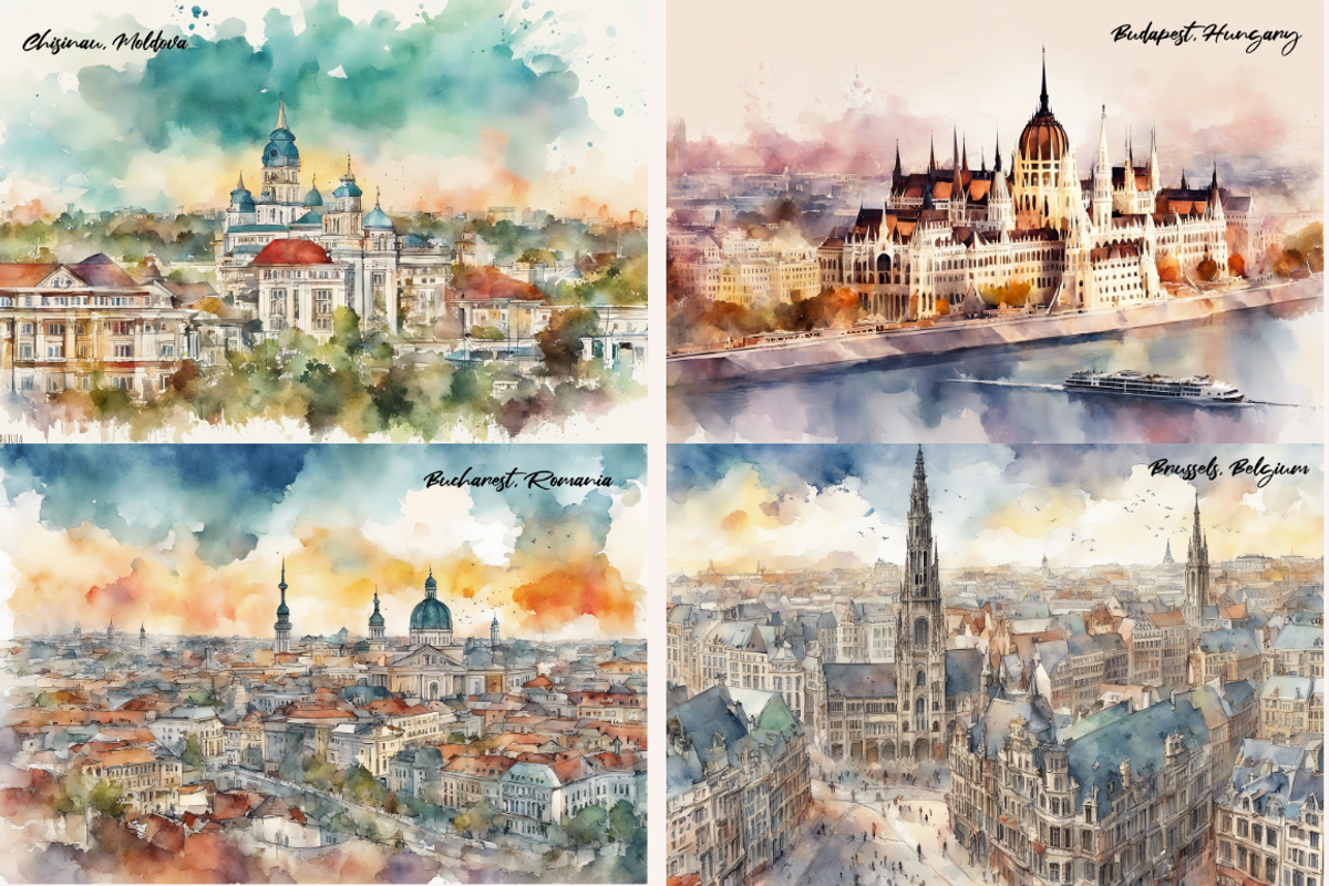 European Capital Cities Watercolors, a Background Graphic by PrintHaven Designs (Photo 5 of 10)