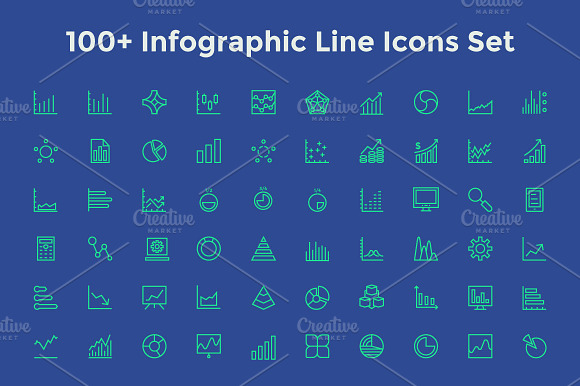100+ Infographic Line Icons Set preview 3