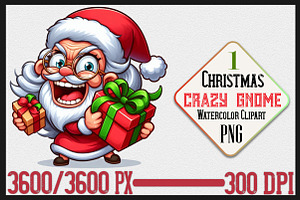 Christmas Crazy Gnome Png Clipart, a Seasonal Illustration by Craft Nest