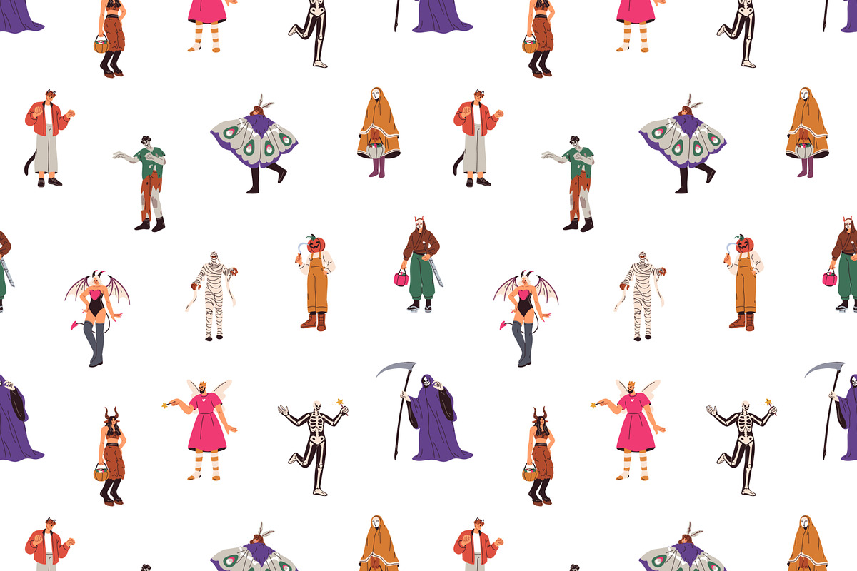 Halloween people set + patterns, a Person Illustration by Good Studio (Photo 13 of 19)