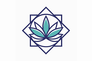 Blue and white logo featuring a lotu, a Graphic by Iftikhar Alam