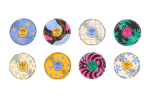 Set of colorful vinyl records, an Illustration by undrey